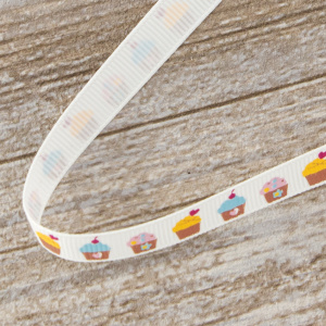 Лента репсовая на картонной мини-катушке "Кексы". Арт VR10.501