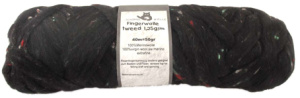 Ровница Fingerwolle Tweed, твидовая, 100% шерсть, цвет черный, 50 г, 40 м. Арт 1087-880