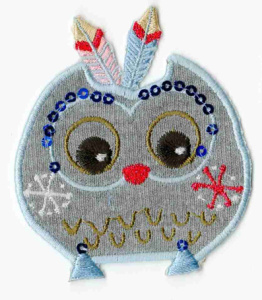 Термоаппликация HKM "Eule grau mit blauen Pailetten". Арт 33279/1SB