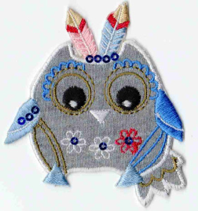 Термоаппликация HKM "Eule grau mit Federn am Kopf". Арт 33282/1SB