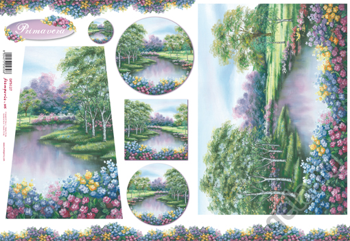 Бумага упаковочная "Весеннее озеро", рисовая, 48 х 33 см. Арт DFS127                  