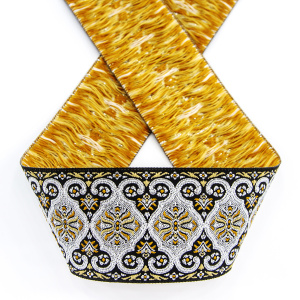 Лента жаккард с люрексом SAFISA, 50 мм, 15 м, цвет 102, черный/серебряный. Арт 9214-50мм-102