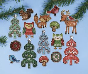 Набор для вышивания елочных украшений "Лесные друзья". Арт 1694