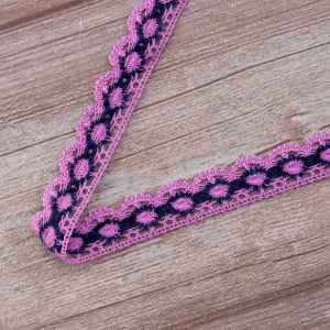 Мерсеризованное хлопковое кружево, 23 мм, цвет сиреневый/фиолетовый. Арт 3679/CK