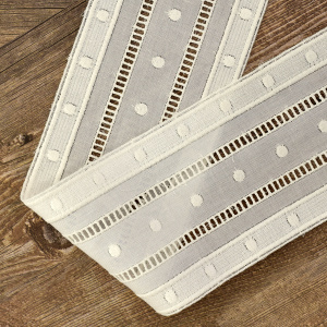 Шитье-вышивка на батисте, прошва, 90 мм, цвет белый. Арт 13759/B