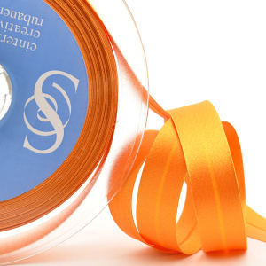 Косая бейка атласная 20 мм, 25 м, цвет 81, облепиховый. Арт 6260-20мм-81            