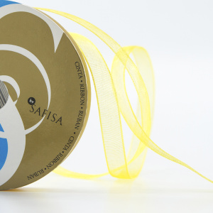 Лента органза SAFISA мини-рулон, 7 мм, 4,5 м, цвет 32, желтый. Арт P00520-7мм-32           