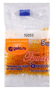 Бисер Preciosa №10, 5 г., цвет №10050 янтарный прозрачный. Арт G 10050