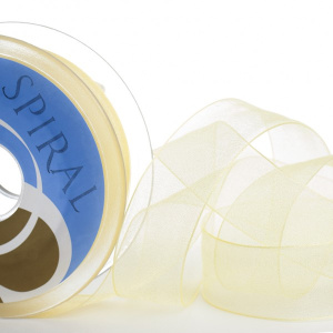 Лента органза SAFISA 39 мм, 25 м, цвет 09, желтый светлый. Арт 120-38мм-09             