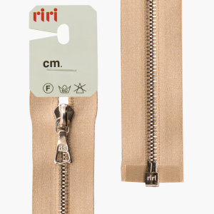 Молния металл, Ni, разъёмная 1 замок, на атласной тесьме, 4 мм, 60 см, цвет 2230, бежевый. Арт 3102628/60/2230         