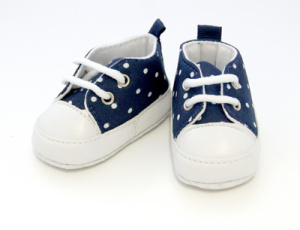 Кеды для кукол из ткани в горошек. Арт 25266