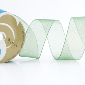 Лента органза SAFISA мини-рулон, 25 мм, 2,5 м, цвет 43, темно-зеленый. Арт P00520-25мм-43          