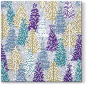 Салфетки трехслойные для декупажа, коллекция "Lunch"  PAW Decor Collection "Блестящие елочки". Арт SDL097300