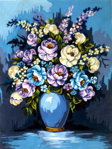 Канва жесткая с рисунком "Букет в синих тонах". Арт 40.133                  