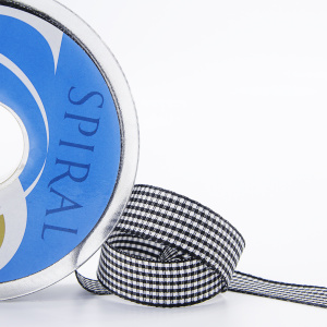 Лента с рисунком клетка SAFISA, 15 мм, 25 м, цвет 01, черный. Арт 466-15мм-01             