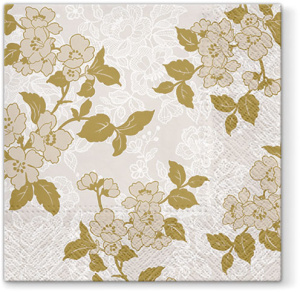 Салфетки трехслойные для декупажа, коллекция "Lunch"  PAW Decor Collection "Цветок (золото)". Арт SDL061909