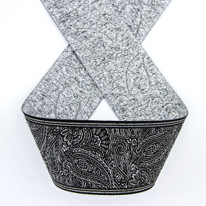 Лента жаккард с люрексом SAFISA, 50 мм, 15 м, цвет 102, черный/серебряный. Арт 9219-50мм-102