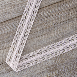 Мерсеризованное хлопковое кружево, 26 мм, цвет розовый. Арт 2178/06