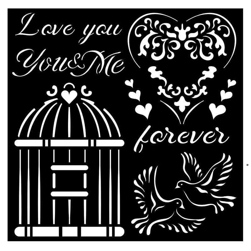 Трафарет "You and me Love me" серии Mix Media 3D эффект. Арт KSTDQ66