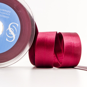 Косая бейка атласная 30 мм, 25 м, цвет 30, бордо. Арт 6260-30мм-30            