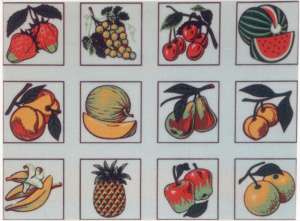 Канва жесткая с рисунком "Фрукты", 12 картинок. Арт G.46                    