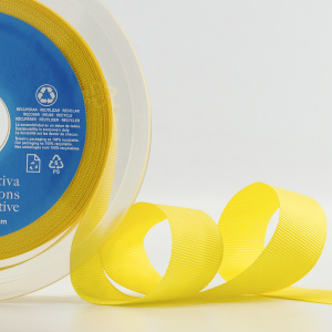 Лента репсовая SAFISA, 25 мм, 25 м, цвет 09 желтый светлый. Арт 350-25мм-09