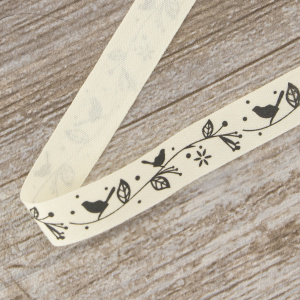 Лента хлопковая на картонной мини-катушке "Птички на ветке". Арт VR15.067