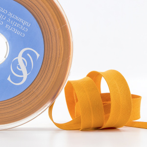 Косая бейка хлопок/полиэстер 20 мм, 25 м, цвет 106, светло-горчичный. Арт 6120-20мм-106           