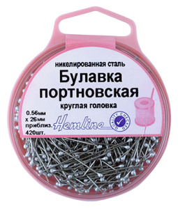 Булавки портновские с круглой головкой  в пластиковом контейнере. Арт 717                     