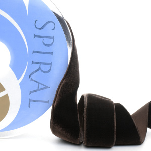 Лента бархатная SAFISA, 25 мм, 10 м, цвет 17, коричневый темный. Арт 480-25мм-17