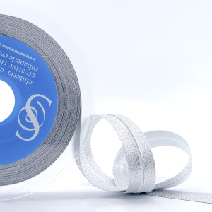 Косая бейка металлик, 20 мм, 20 м, цвет 01, серебряный. Арт 6291-20мм-01            