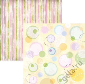Бумага двухсторонняя для скрапбукинга "Круги и полосы". Арт SBB143                  