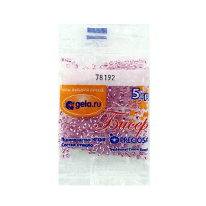 Бисер Preciosa №10, 5 г., цвет № 78192 сиренево-розовый с серебряным прокрасом. Арт G 78192