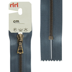 Молния металл, AM, неразъёмная, на атласной тесьме, 4 мм, 18 см, цвет 2121, серый стальной. Арт 3418216/18/2121         