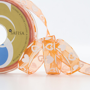 Лента органза с напечатанным рисунком SAFISA, 15 мм, 25 м, цвет 61. Арт 25255-15мм-61           