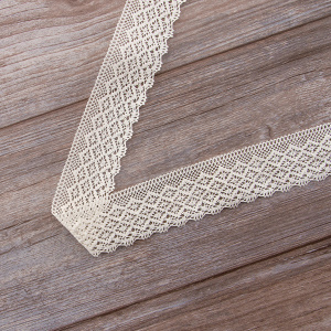 Мерсеризованное хлопковое кружево, 60 мм, шампань. Арт 2125/72