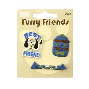 Пуговицы прорезиненные "Furry Friends",3 шт на блистере. Арт 7905                    