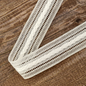 Мерсеризованное хлопковое кружево, 26 мм, цвет белый. Арт 2178/01
