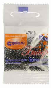 Бисер Preciosa №10, 5 г., цвет №47010 прозрачный с серебрянным прокрасом. Арт G 47010 