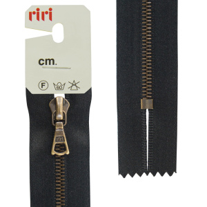 Молния металл, AM, неразъёмная, на атласной тесьме, 4 мм, 18 см, цвет 2110, черный. Арт 3418216/18/2110         