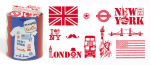 Набор текстильных штампиков для оттисков на тканях "Лондон и Нью-Йорк". Арт 05252