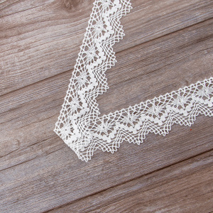 Мерсеризованное хлопковое кружево, 55 мм, цвет белый. Арт 3118/01