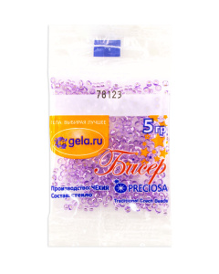 Бисер Preciosa №10, 5 г., цвет № 78123 светло-сиреневый с серебряным прокрасом. Арт G 78123