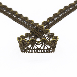 Тесьма PEGA тип отделочная, цвет коричневый с золотом, 15 мм. Арт 844153415DB005          