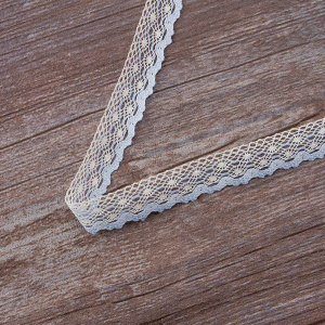 Мерсеризованное хлопковое кружево, 20 мм, цвет белый с голубым. Арт 2019/Z3