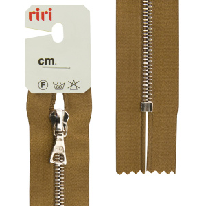 Молния металл, Ni, неразъёмная, на атласной тесьме, 4 мм, 18 см, цвет 2223, коричневый светлый. Арт 3412224/18/2223         