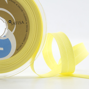 Косая бейка хлопок/полиэстер 20 мм, 25 м, цвет 109, лимонный. Арт 6120-20мм-109           