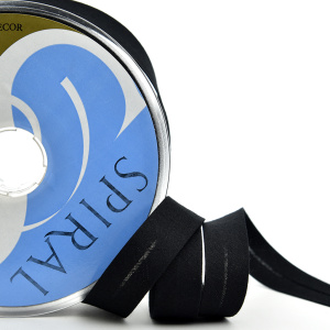 Косая бейка хлопок, 20 мм, 25 м, цвет 01, цвет черный. Арт 6600-20мм-01