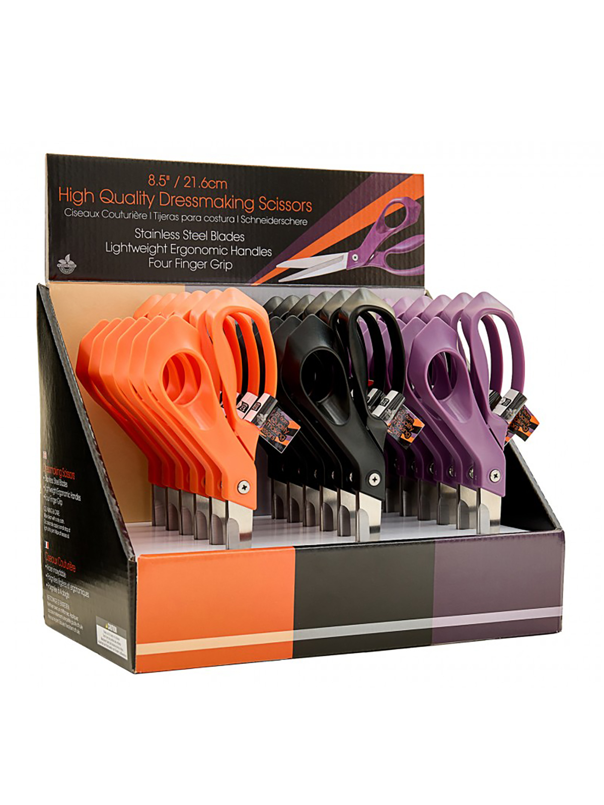 Ножницы портновские профессиональные, 21,5 см, 18 шт. в картонном прикассовом стенде. Арт B4857