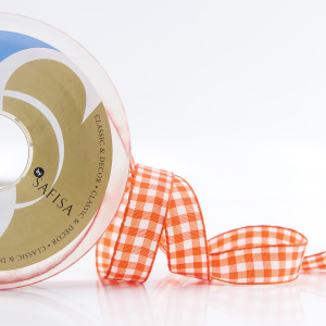 Лента с рисунком клетка SAFISA, 16(18) мм, 25 м, цвет 61, оранжевый. Арт 469-16мм-61             